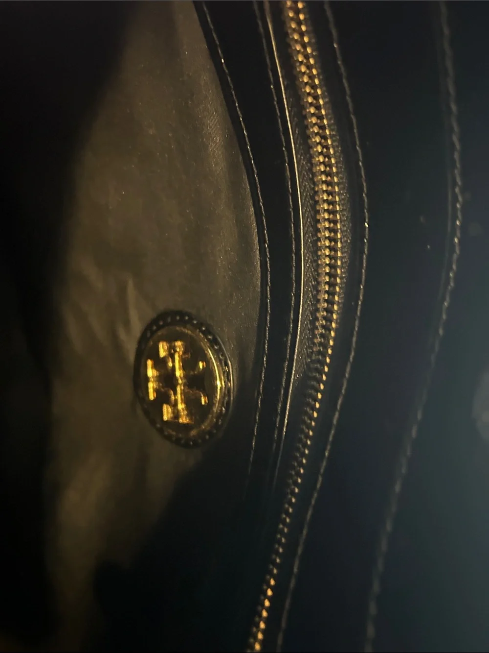 Tory Burch Black Patent Shoulder Tote with Perforated Logo